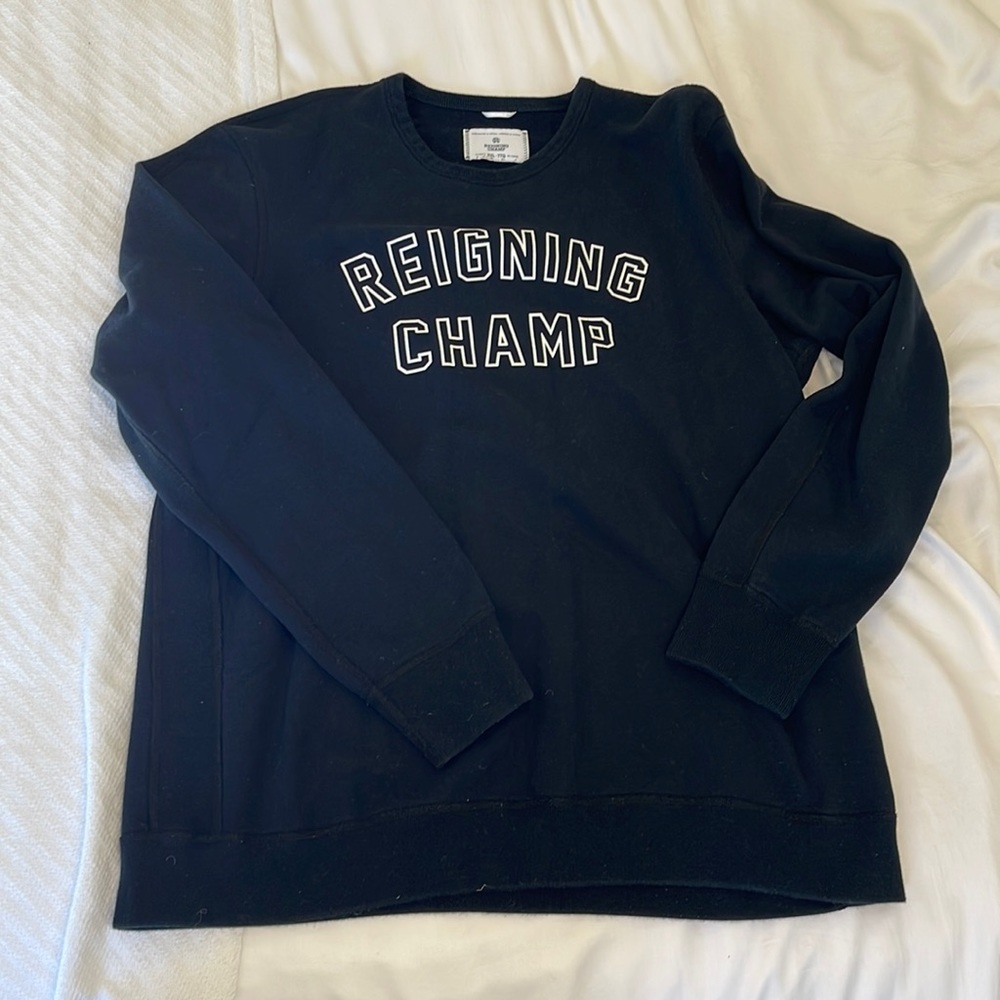 Reigning Champ Logo Crewneck Sweatshirt Black XXL